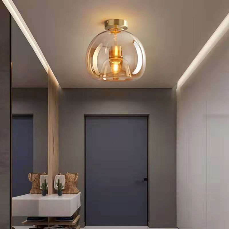 Nordic Glass Ball Ceiling Light Semi Flush