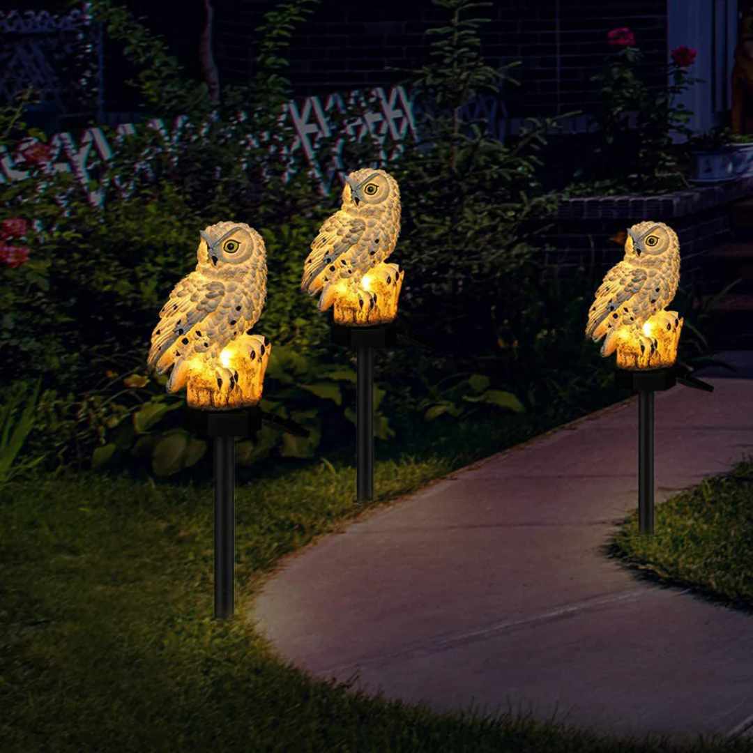 Garden Light Solar Owl Outdoor Pathway Stake