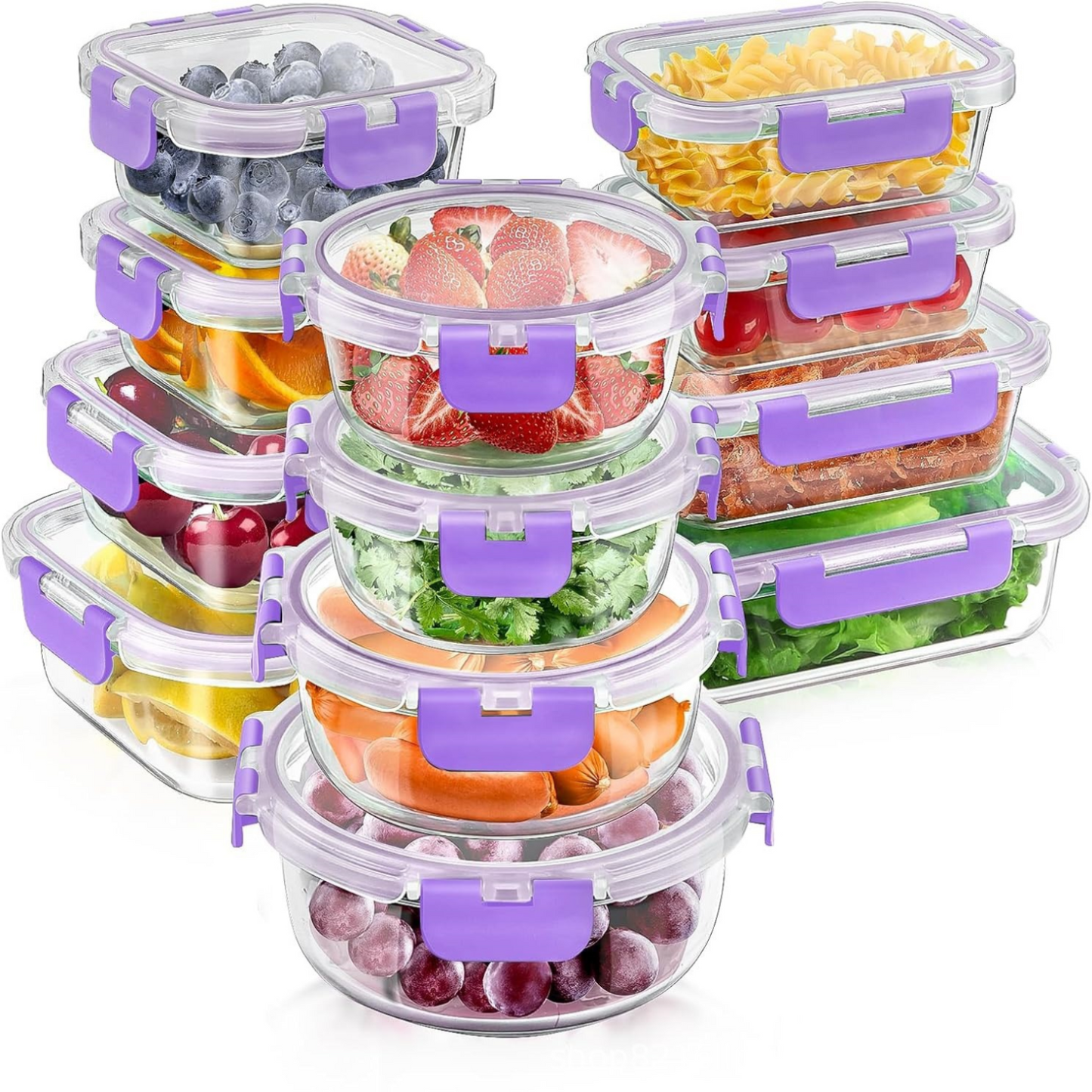Food Containers Glass Airtight Set Meal Prep