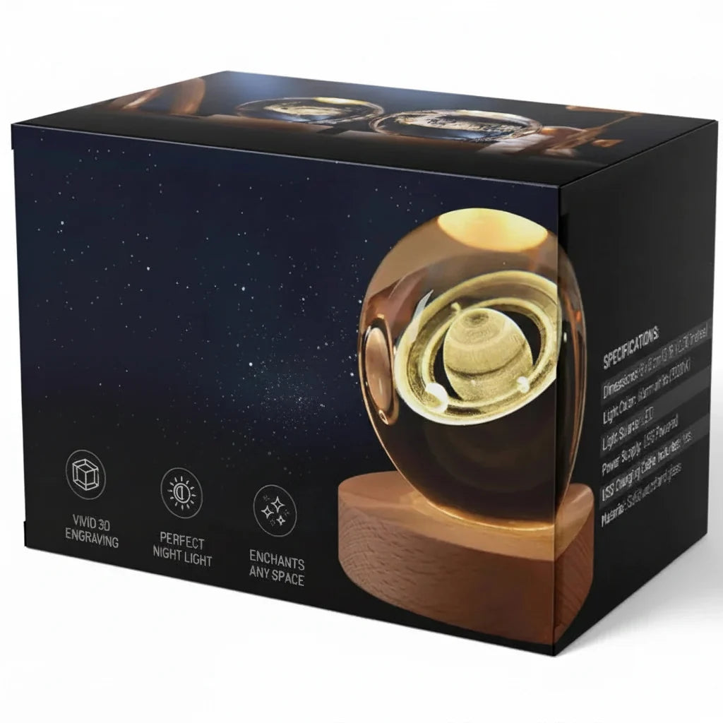Night Light Crystal Ball 3D Planet Engraved