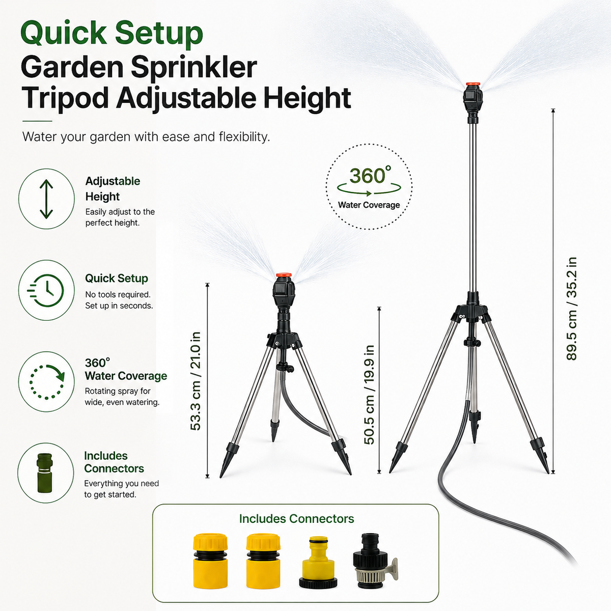 Quick Setup Garden Sprinkler Tripod Adjustable Height