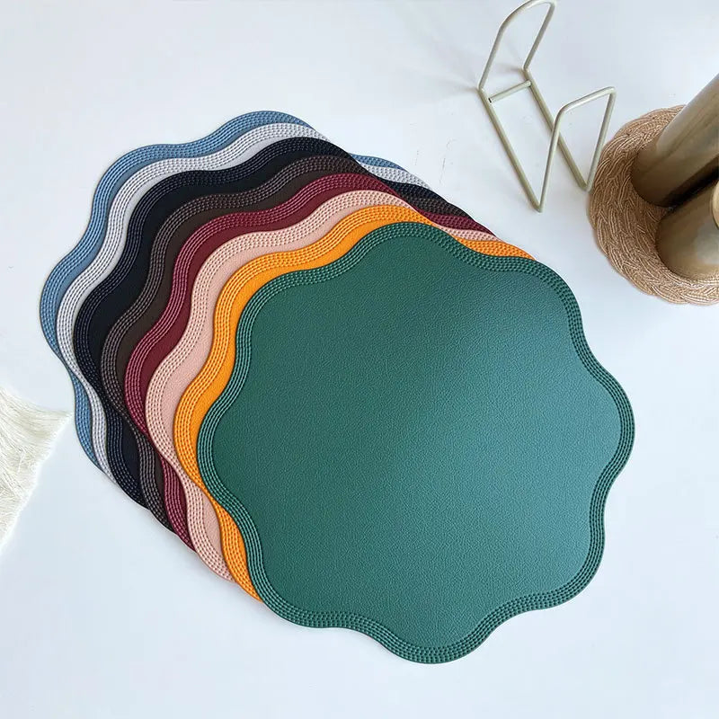 Floramat Luxury Round Faux Leather Placemats