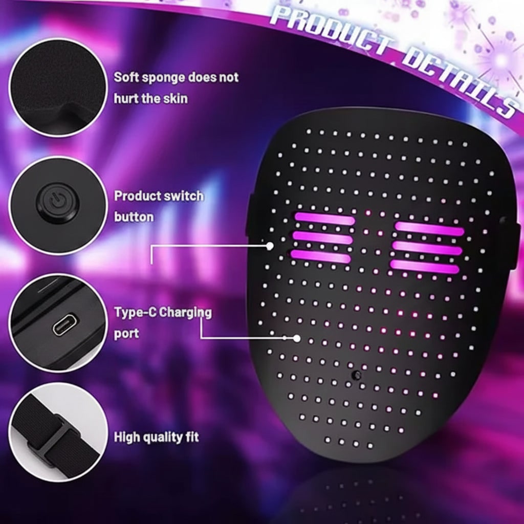 Halloween Mask LED Full Face Costume Party