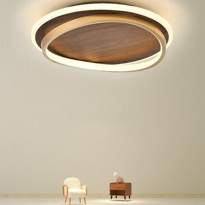 LED Modern Ceiling Lamp Walnut & Gold
