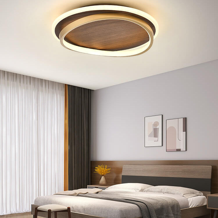 LED Modern Ceiling Lamp Walnut & Gold