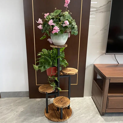 Verdura 6 Tier Round Plant Stand Wooden