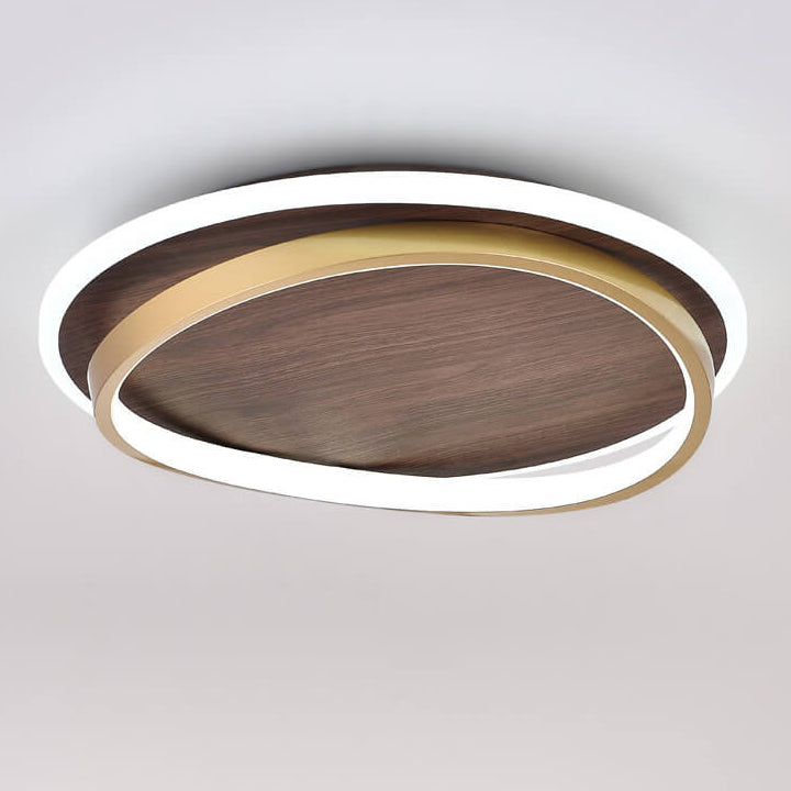 LED Modern Ceiling Lamp Walnut & Gold