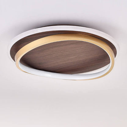 LED Modern Ceiling Lamp Walnut & Gold