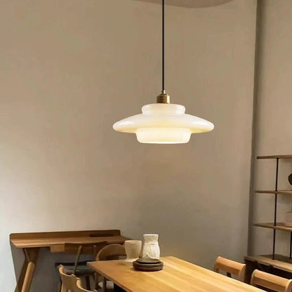 White Glass Pendant Light Modern Mid Century