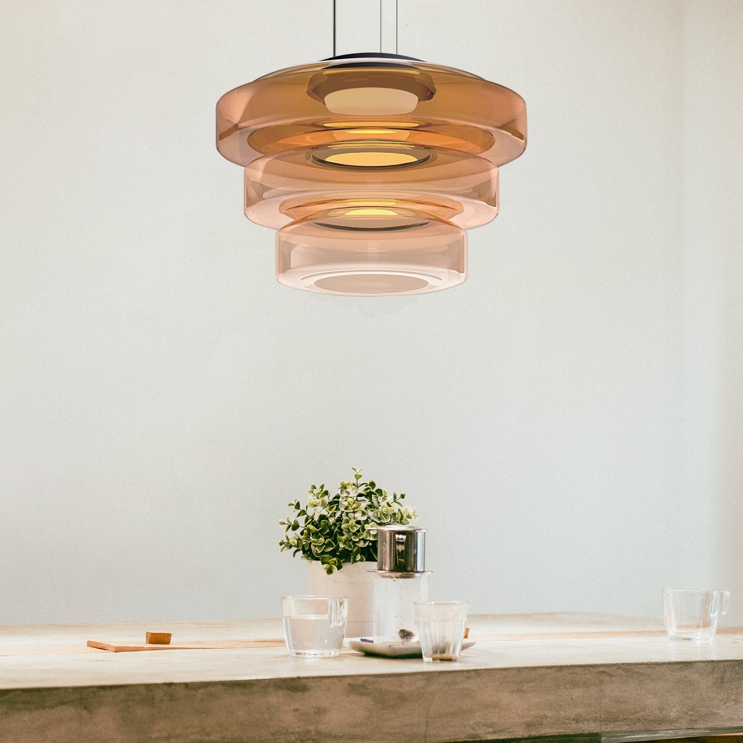 Bauhaus Glass Pendant Light Modern Layered