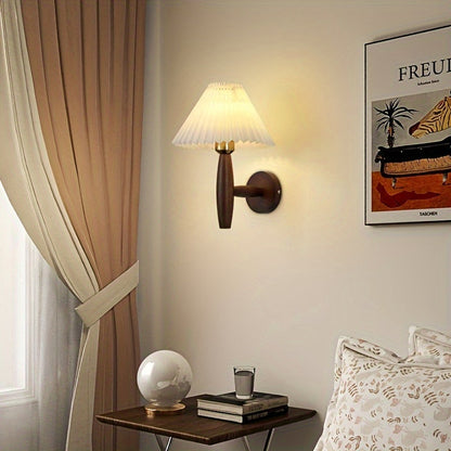 Nordic Wooden Wall Sconce Retro Bedside Wall