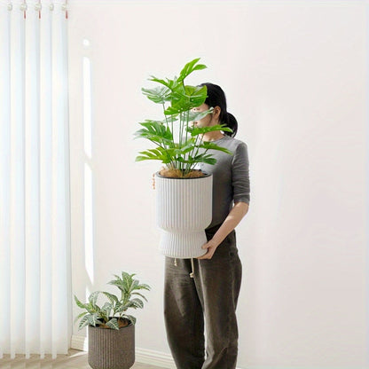 White Self Watering Flower Pot Modern Wine