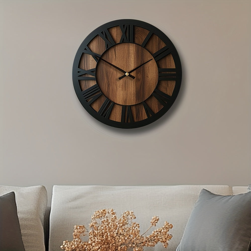 Vintage Wooden Wall Clock Roman Numeral