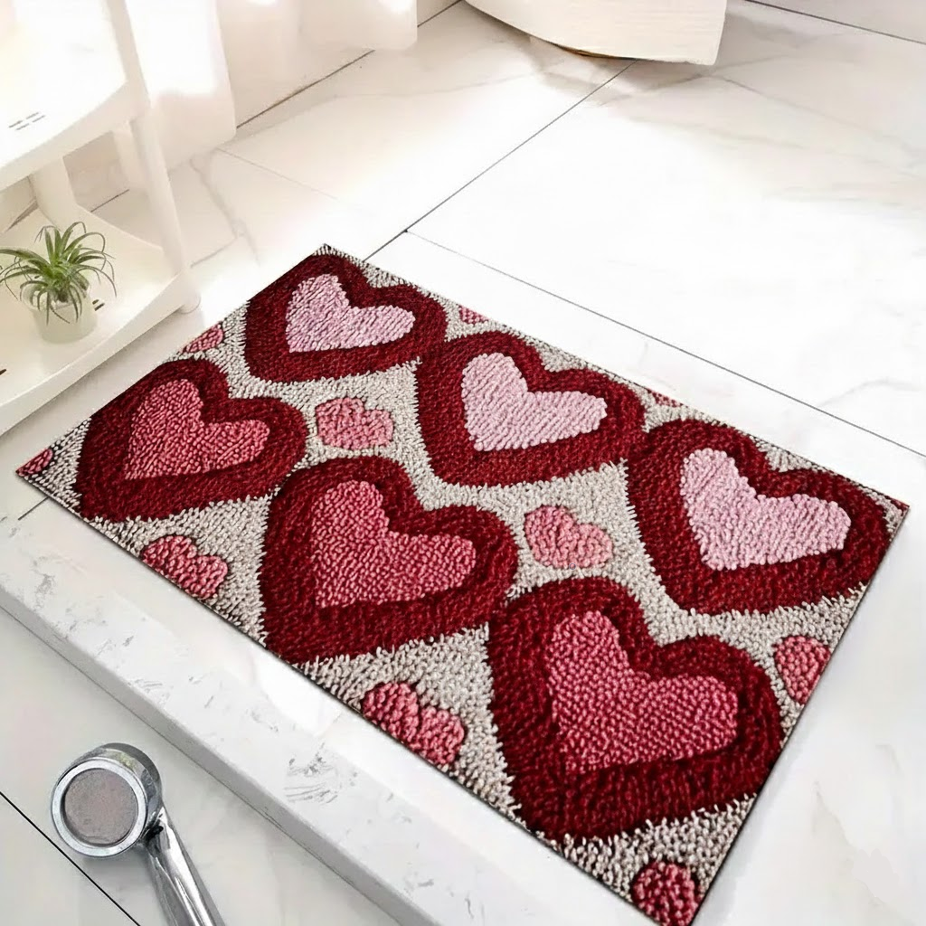 Doormat Heart Pattern Non Slip Polyester