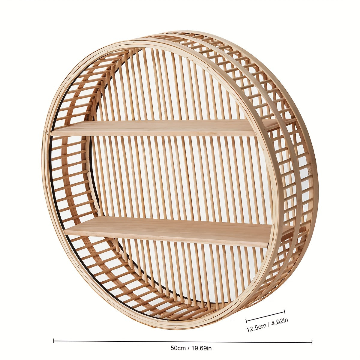 Round Bamboo Wall Shelf Handmade Boho