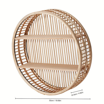 Round Bamboo Wall Shelf Handmade Boho