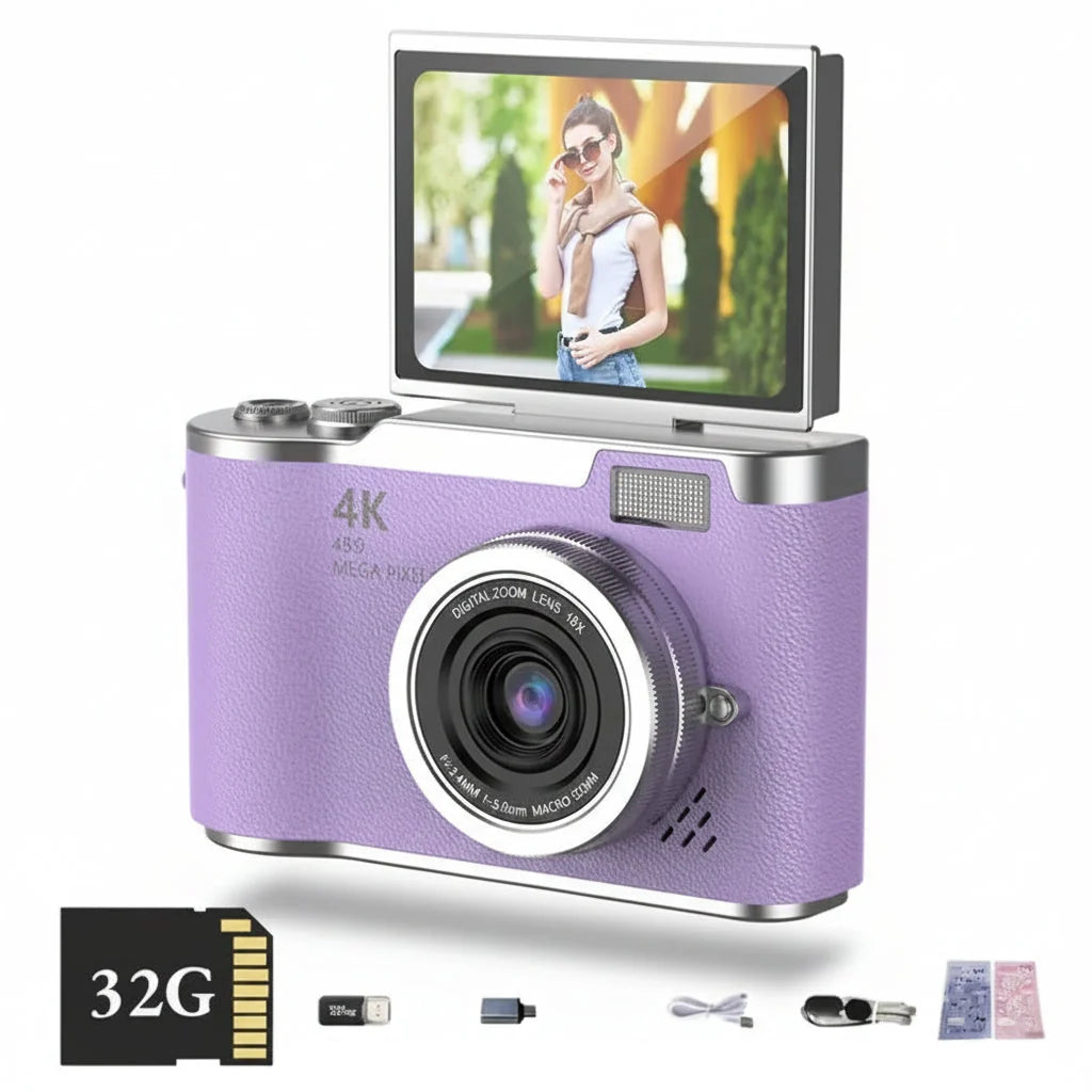 Digital Camera 4K Flip Screen 48MP 8X
