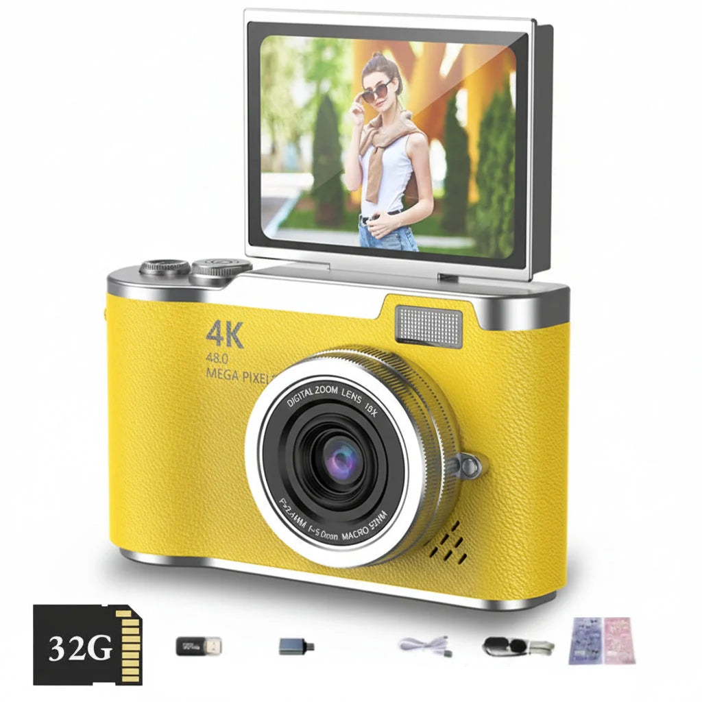 Digital Camera 4K Flip Screen 48MP 8X