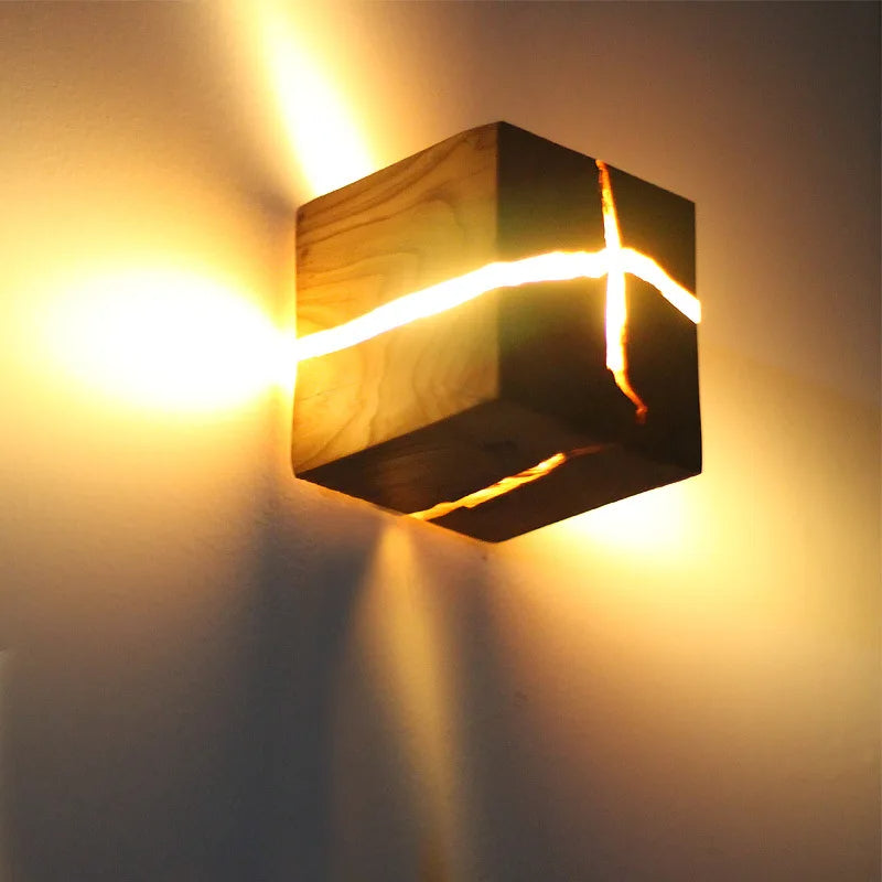 Woodaura Wall Light Hand Carved Solid Wood