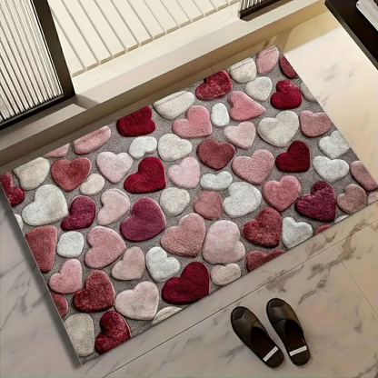Doormat Heart Pattern Non Slip Polyester