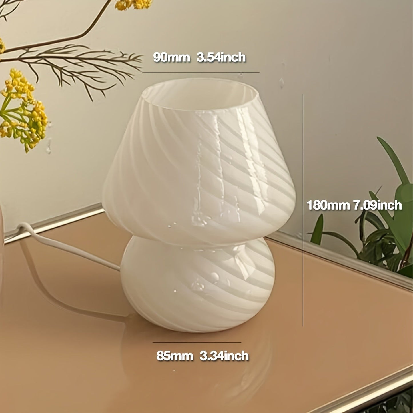 Murano Style Glass Mushroom Lamp USB