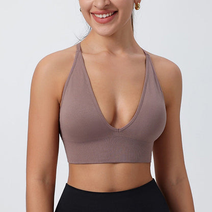 Womens Pickleball Sports Bra V Neck Padded