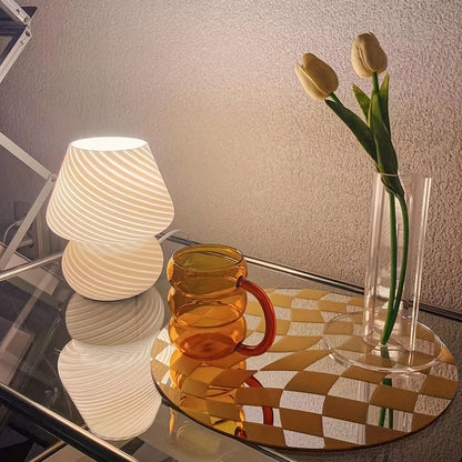 Murano Style Glass Mushroom Lamp USB