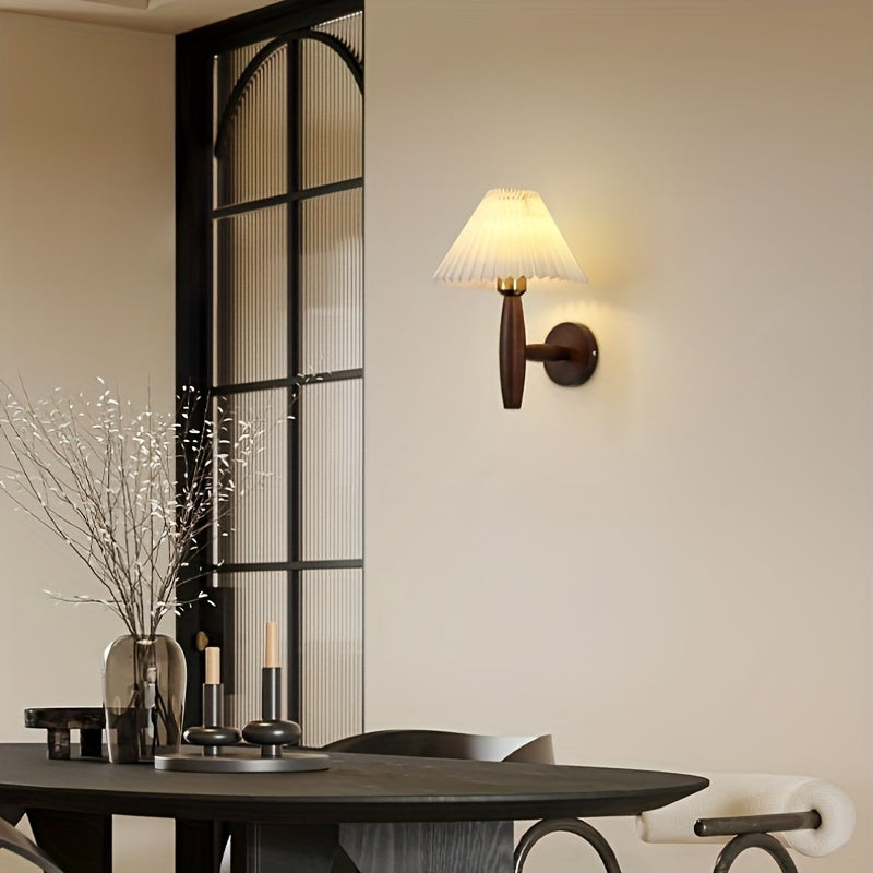 Nordic Wooden Wall Sconce Retro Bedside Wall