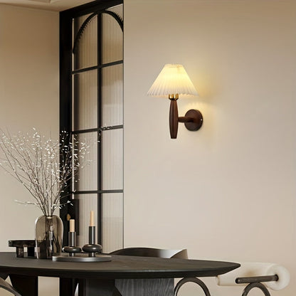 Nordic Wooden Wall Sconce Retro Bedside Wall