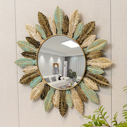 Bohemian Sunburst Metal Wall Mirror Teal &