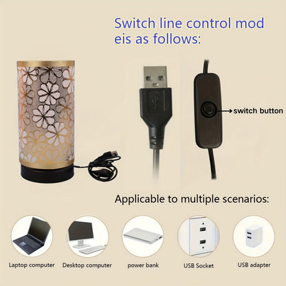 Floral USB Table Lamp Warm Ambient