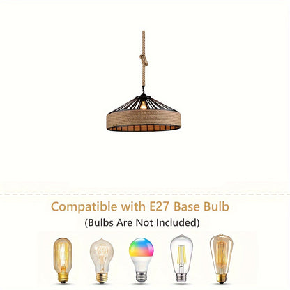 Rustic Hemp Rope Pendant Light Vintage