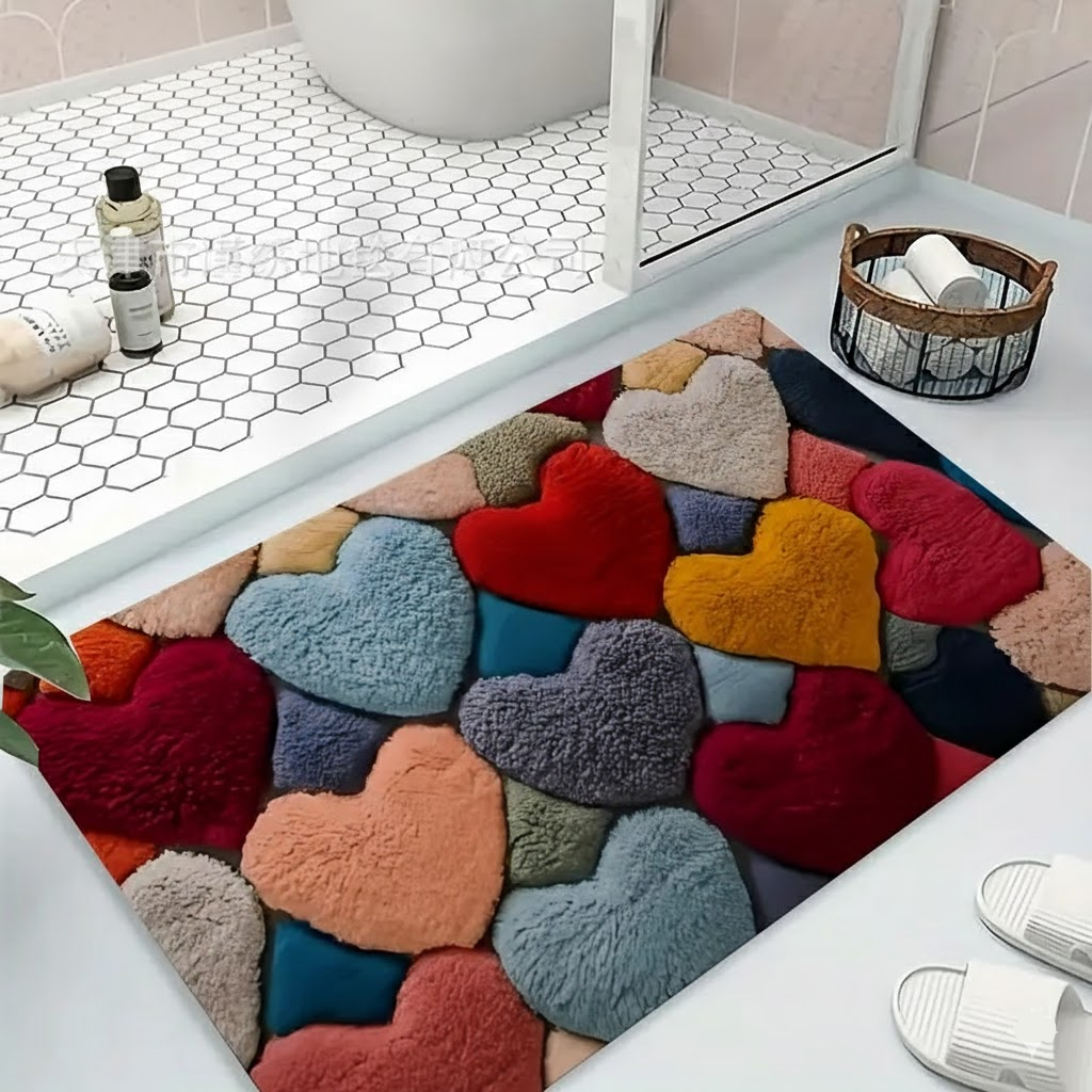 Doormat Heart Pattern Non Slip Polyester