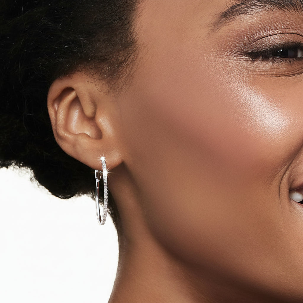 Earrings Mothers Day Gift Diamond Oval Hoop