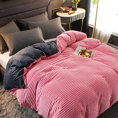 Bedding Duvet Cover Set Plush Style Winter
