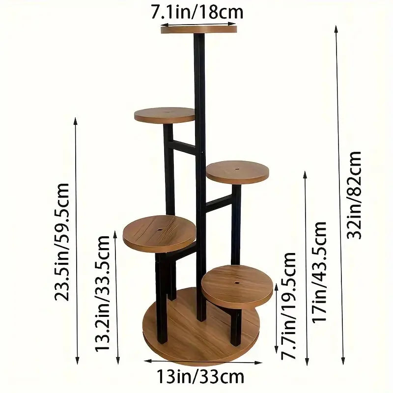 Verdura 6 Tier Round Plant Stand Wooden