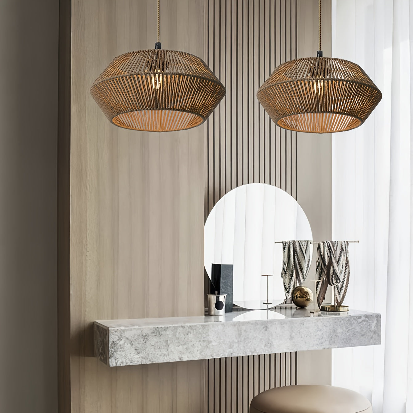 Handwoven Paper Rope Pendant Light Shade
