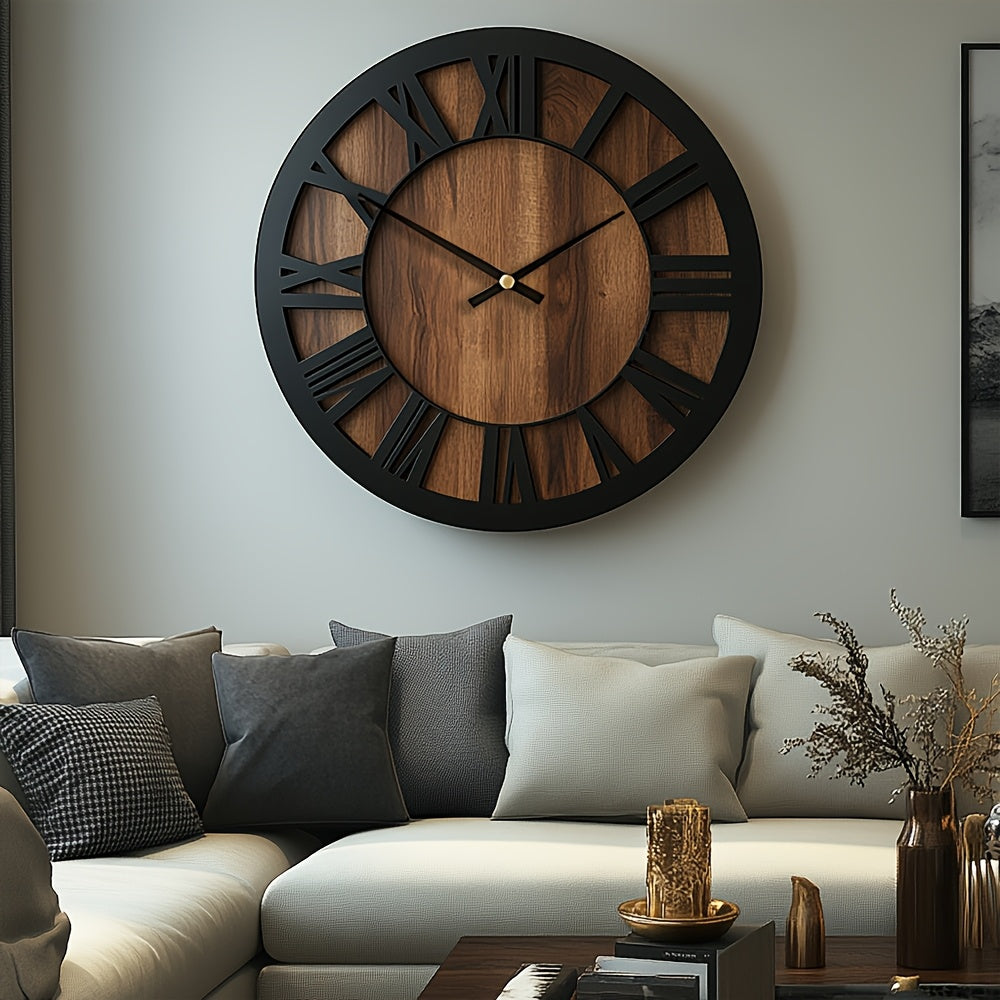 Vintage Wooden Wall Clock Roman Numeral