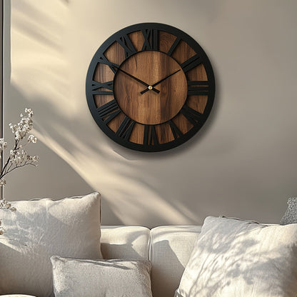 Vintage Wooden Wall Clock Roman Numeral