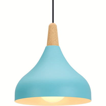 Modern Teardrop Pendant Light Metal & Wood