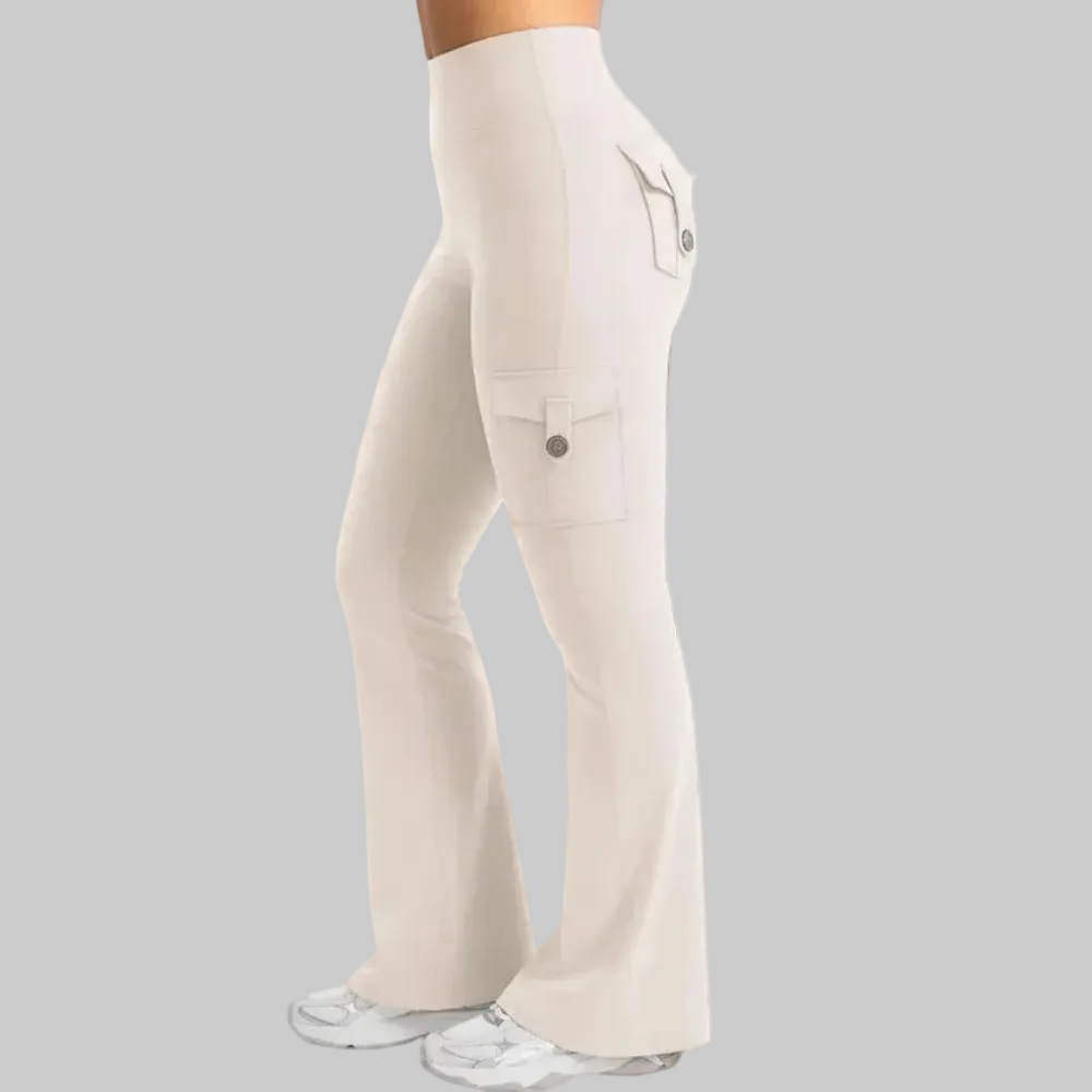 Cargo Pants High Waist Flare Pocket Wide