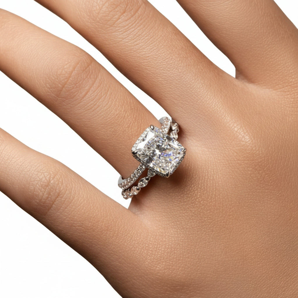 Stacking Ring Geometric Pavé Sterling Silver