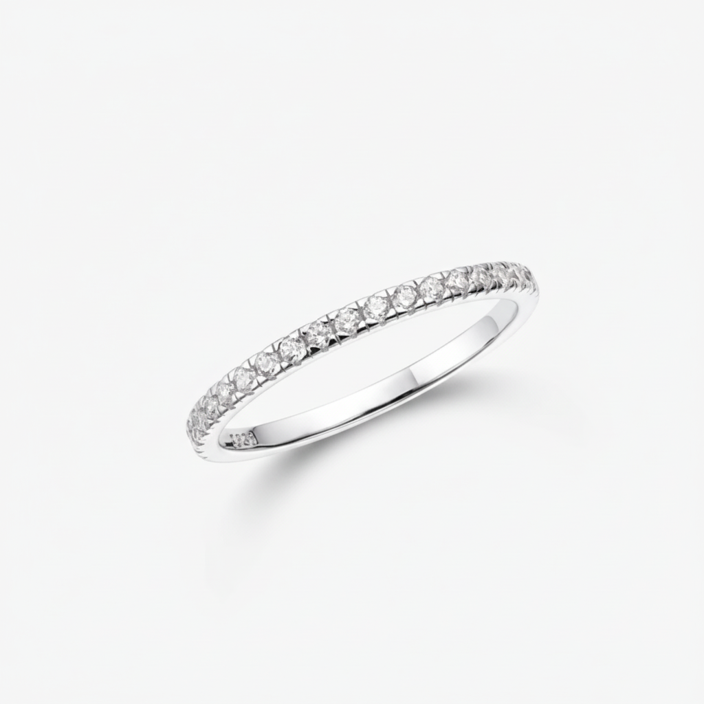 Stacking Ring Geometric Silver Band Cubic