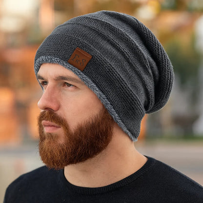 Beanie Winter Hat Knit Acrylic Lined Slouch
