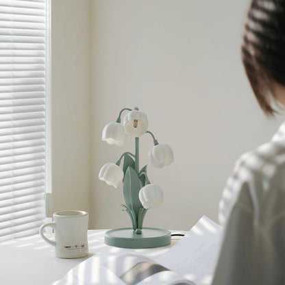 Bell Orchid Table Lamp Elegant Floral Indoor