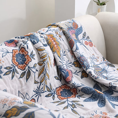Blanket Throw Floral Reversible Tassel