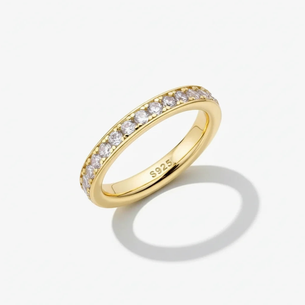 Silver Ring Sterling Band Bead Bright
