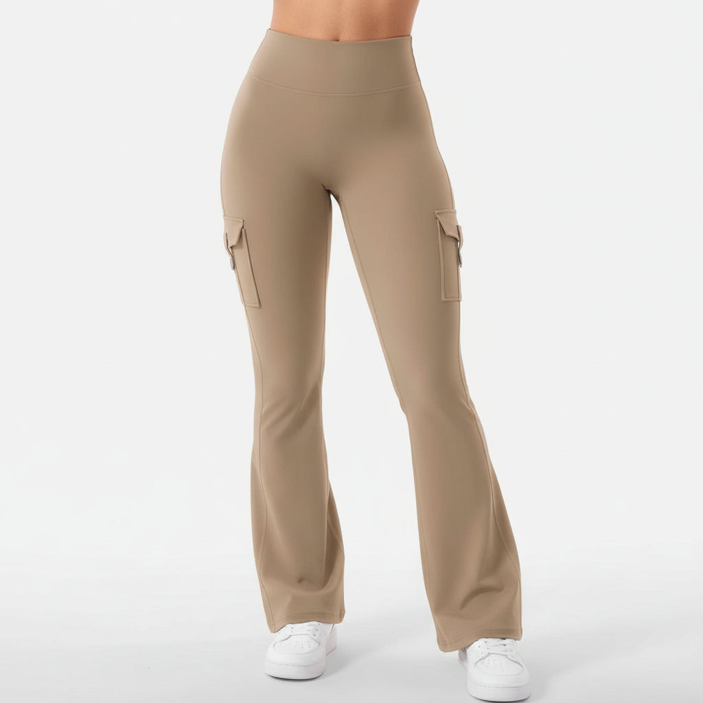 Cargo Pants High Waist Flare Pocket Wide