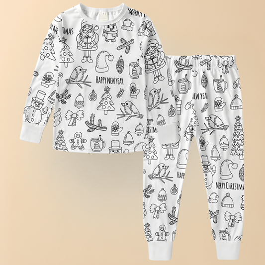Kids Pajamas Creative Christmas Coloring Set