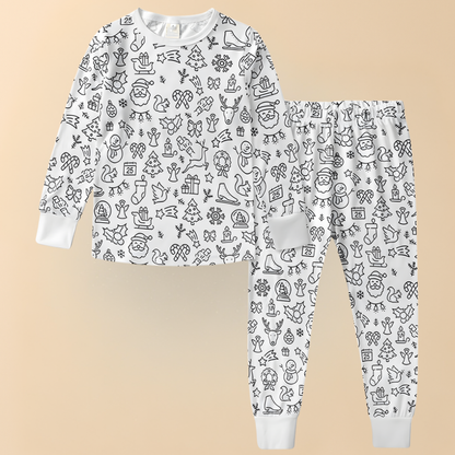 Kids Pajamas Creative Christmas Coloring Set